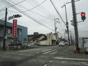 益城町の交差点